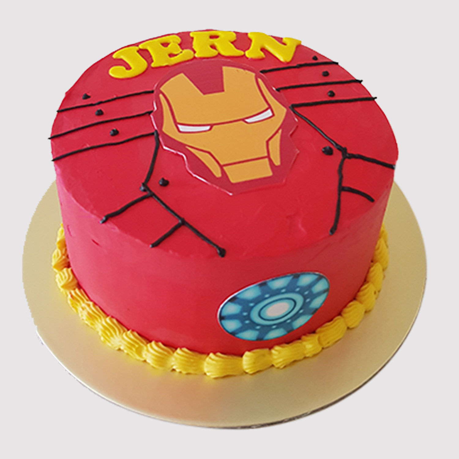 Online Iron Man Fondant Round Marble Cake Gift Delivery in